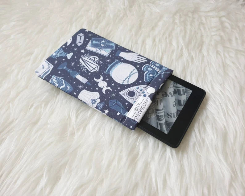 Mystical Items in blue eReader sleeve - Made to order